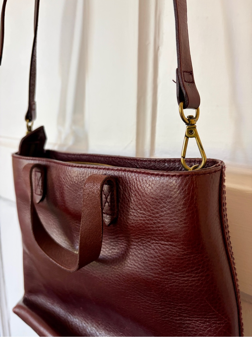 Madewell Burgundy Leather Zip-Top Transport Crossbody Bag